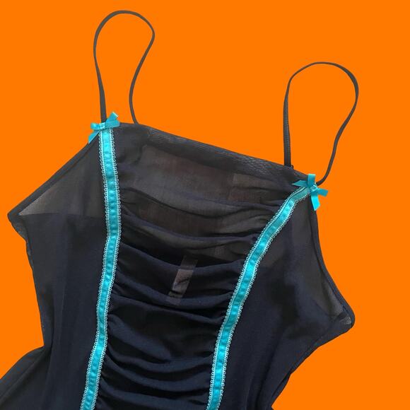 00's vintage micro mesh satin mcbling y2k tank top cami LARGE Victoria's Secret - Picture 2 of 6